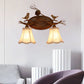Rust Scalloped Wandbeleuchtung Traditionelle Metall 2/3 Lichter Schlafzimmer Wandleuchte Lampe mit weißem Stoffschirm