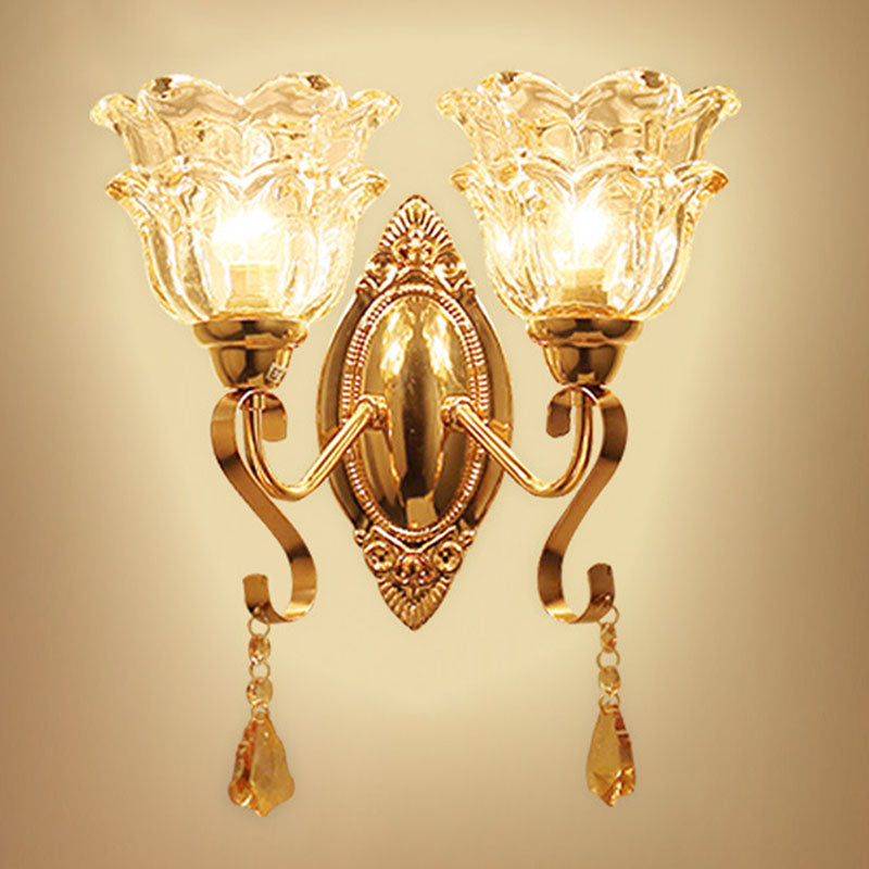 Frendorf | Kromming Wandgemonteerde Lamp Hedendaagse Metallische Gouden Wandlamp met Geometrische Glazen Schaduw