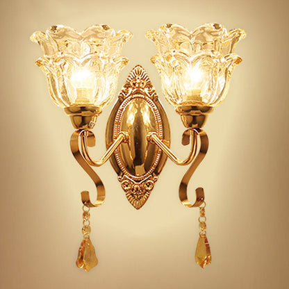 Frendorf | Kromming Wandgemonteerde Lamp Hedendaagse Metallische Gouden Wandlamp met Geometrische Glazen Schaduw