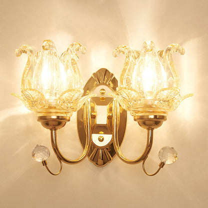 Frendorf | Kromming Wandgemonteerde Lamp Hedendaagse Metallische Gouden Wandlamp met Geometrische Glazen Schaduw