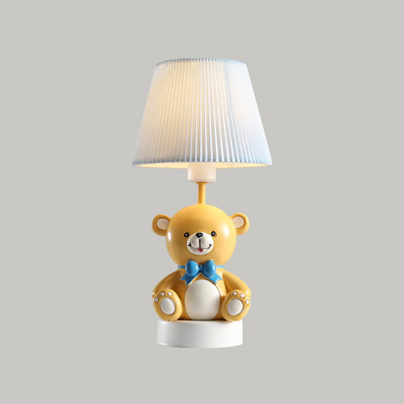 Empire Shade Tischlampe Cartoon Stoff Einzel-Glühbirne Weiße Nachttischlampe mit Pferdebasis