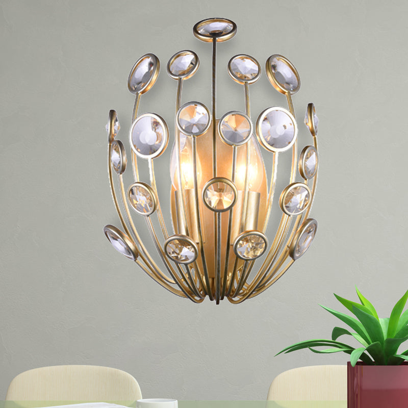 Frendorf | 3 Lichter Pfau Wandmontage Licht Traditionelle Gold Metall und Kristall Wandlampe Licht