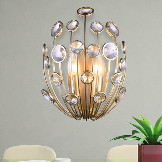 Frendorf | 3 Lichter Pfau Wandmontage Licht Traditionelle Gold Metall und Kristall Wandlampe Licht