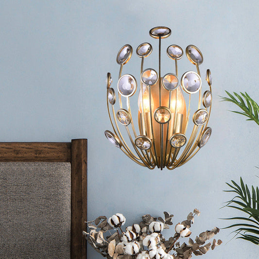 Frendorf | 3 Lichter Pfau Wandmontage Licht Traditionelle Gold Metall und Kristall Wandlampe Licht
