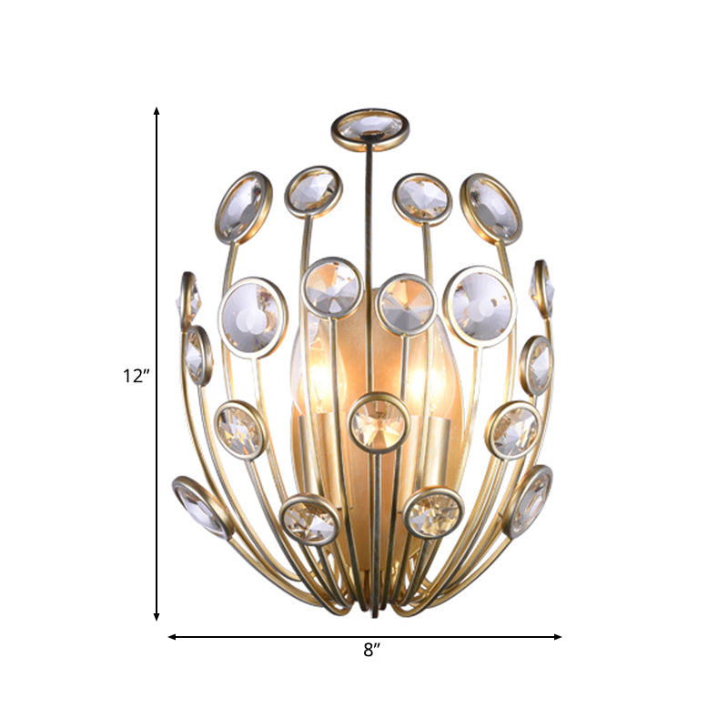 Frendorf | 3 Lichter Pfau Wandmontage Licht Traditionelle Gold Metall und Kristall Wandlampe Licht