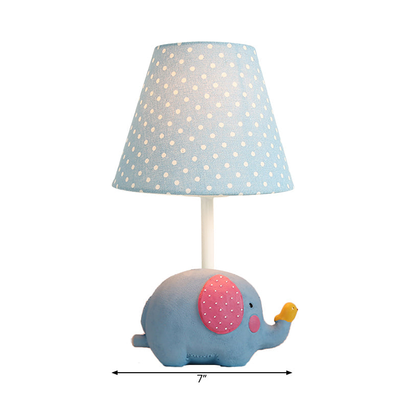 1 Glühbirne Fat Elephant Schreibtischlampe mit Punkt-Schirm Kinder Harz Studie Licht für Baby Schlafzimmer