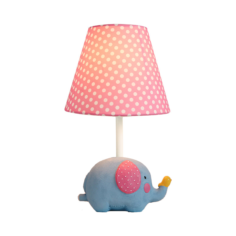 1 Glühbirne Fat Elephant Schreibtischlampe mit Punkt-Schirm Kinder Harz Studie Licht für Baby Schlafzimmer