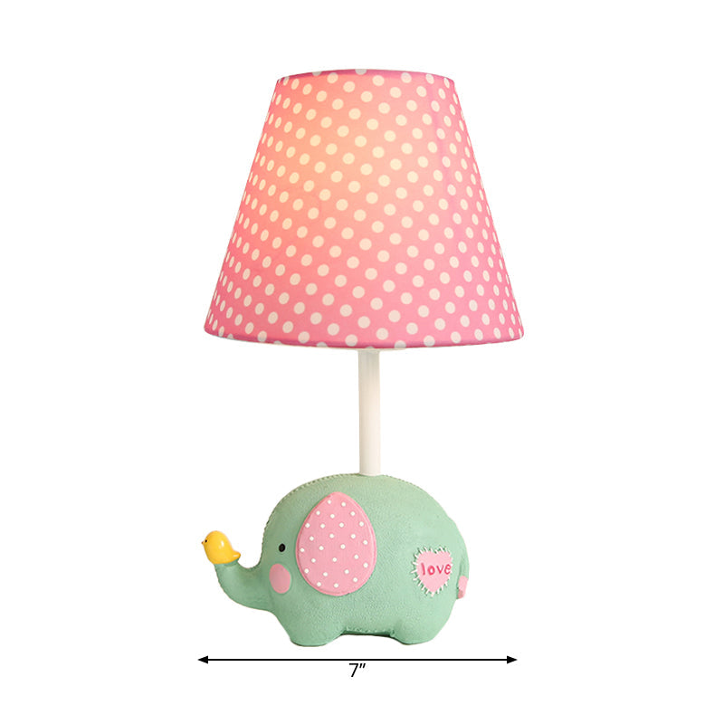 1 Glühbirne Fat Elephant Schreibtischlampe mit Punkt-Schirm Kinder Harz Studie Licht für Baby Schlafzimmer