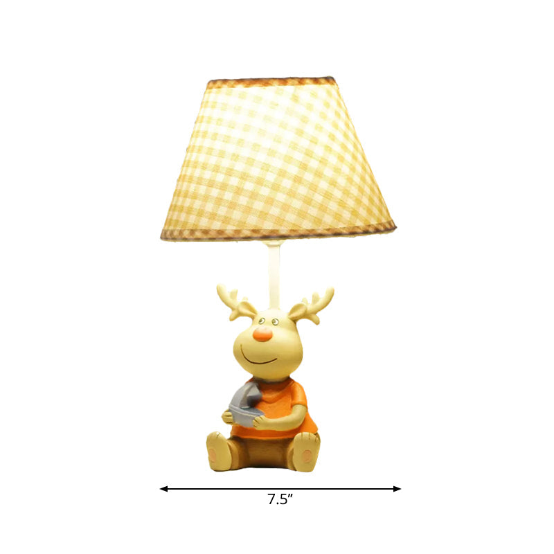 Deer Man Kid Schlafzimmer Leseleuchte Resin 1 Licht Tier Schreibtischlampe in Gelb