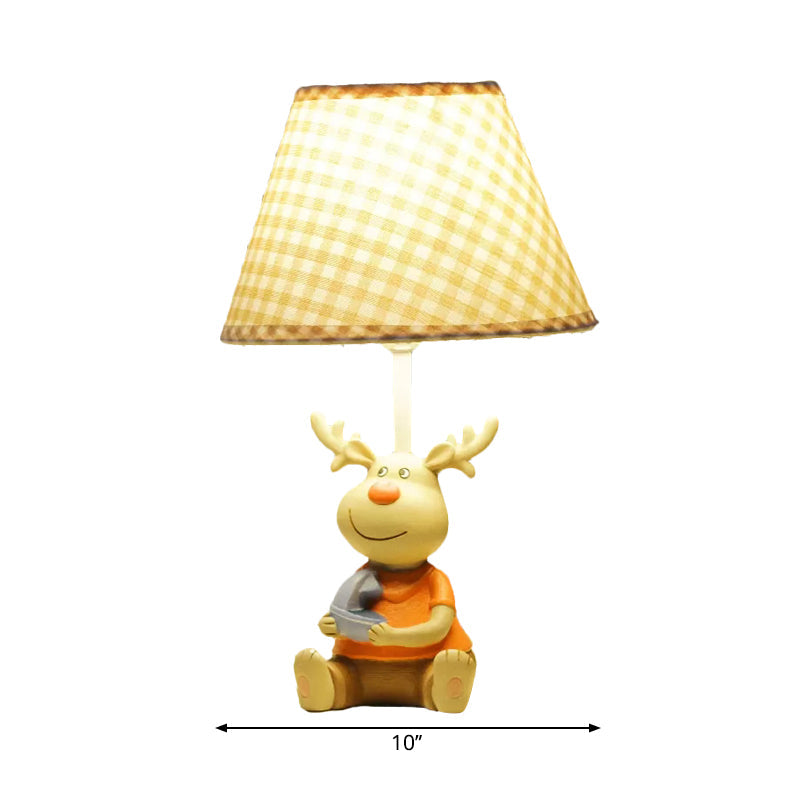 Deer Man Kid Schlafzimmer Leseleuchte Resin 1 Licht Tier Schreibtischlampe in Gelb