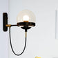 Frendorf | Zwarte/gouden Globe Wandverlichting Moderne Duidelijk/Matglas 1 Licht Woonkamer Wandlamp Fixture