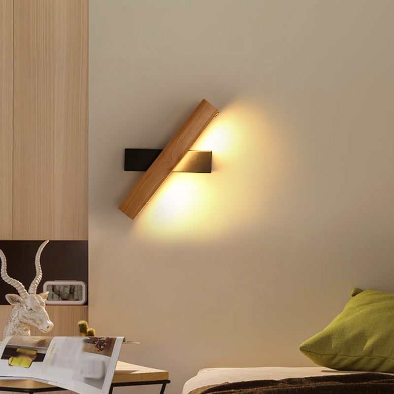 Lineare Leselampe Wandmodern Holz drehbar LED Schlafzimmer Wandleuchte Beleuchtungseinrichtung