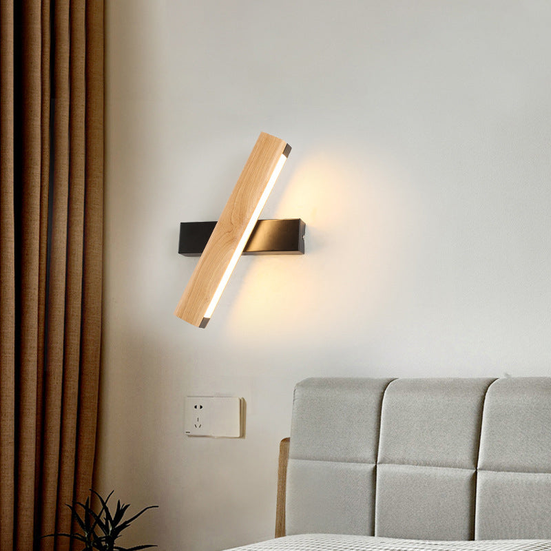 Lineare Leselampe Wandmodern Holz drehbar LED Schlafzimmer Wandleuchte Beleuchtungseinrichtung
