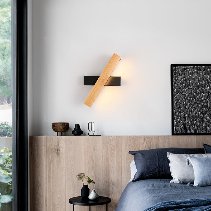 Lineare Leselampe Wandmodern Holz drehbar LED Schlafzimmer Wandleuchte Beleuchtungseinrichtung