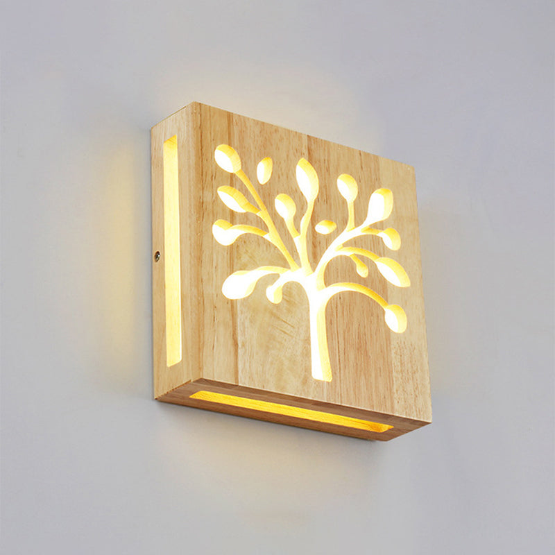 Frendorf | Vierkant Uitsparing Woonkamer Wandlamp Houten LED Hedendaagse Muur Gemonteerd Licht