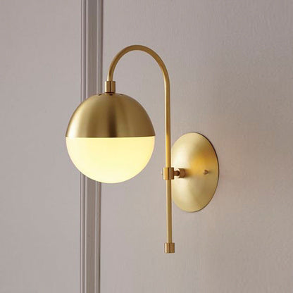 Frendorf | Gold Runde Wandlampe Sconce Modernist 1 Licht Opalglas Wand Montreal Beleuchtung mit Schwanenhalsarm