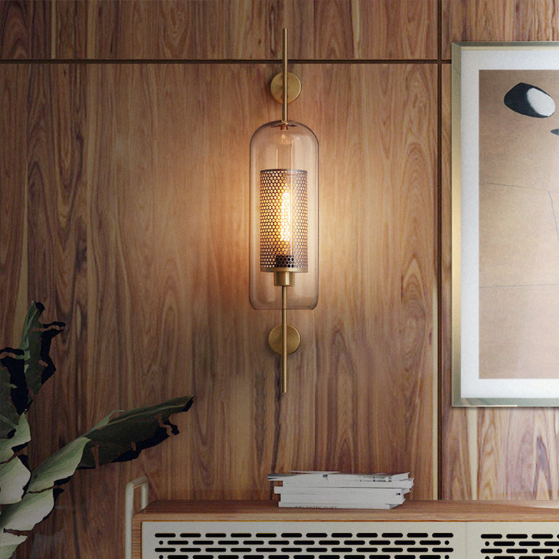 Frendorf | Pill Kapsel Wandverlichting Modernisme Helder Glas 1-Lamp Badkamer Wandlamp Sconces met Binnen Mesh Scherm
