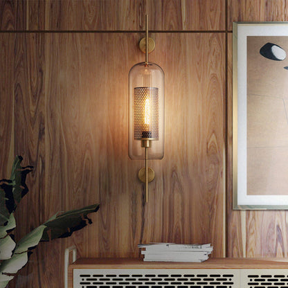 Frendorf | Pill Kapsel Wandverlichting Modernisme Helder Glas 1-Lamp Badkamer Wandlamp Sconces met Binnen Mesh Scherm