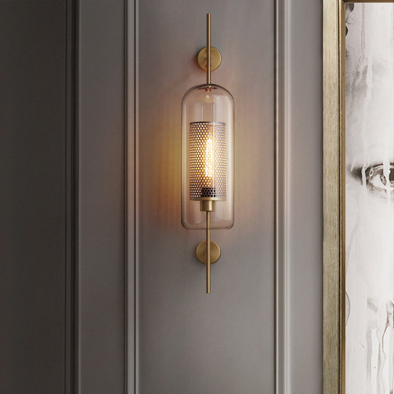 Frendorf | Pill Kapsel Wandverlichting Modernisme Helder Glas 1-Lamp Badkamer Wandlamp Sconces met Binnen Mesh Scherm