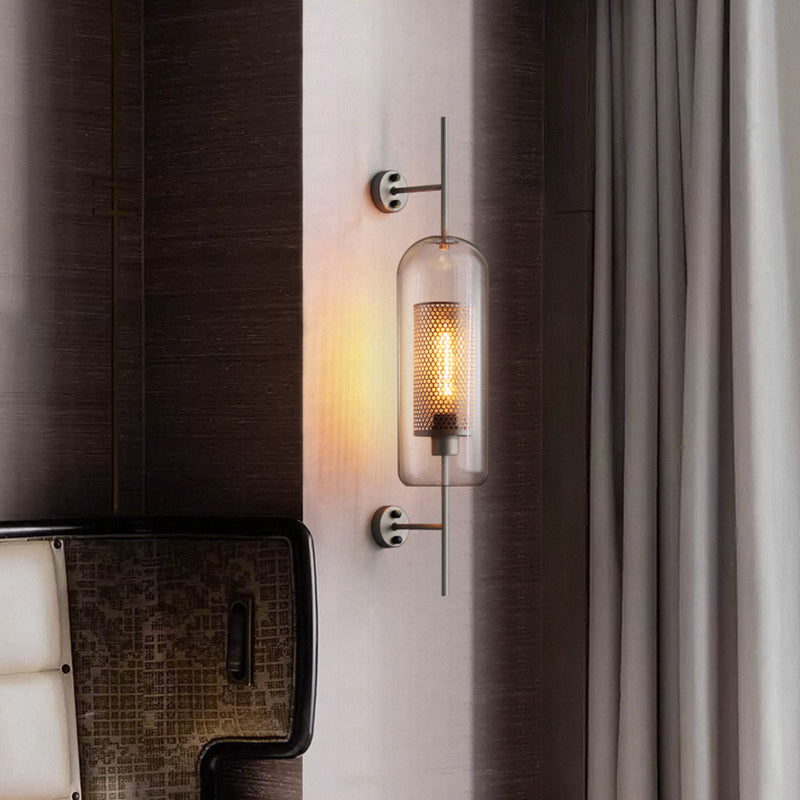 Frendorf | Pill Kapsel Wandverlichting Modernisme Helder Glas 1-Lamp Badkamer Wandlamp Sconces met Binnen Mesh Scherm