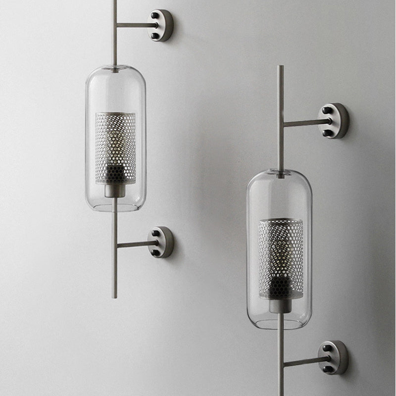 Frendorf | Pill Kapsel Wandverlichting Modernisme Helder Glas 1-Lamp Badkamer Wandlamp Sconces met Binnen Mesh Scherm