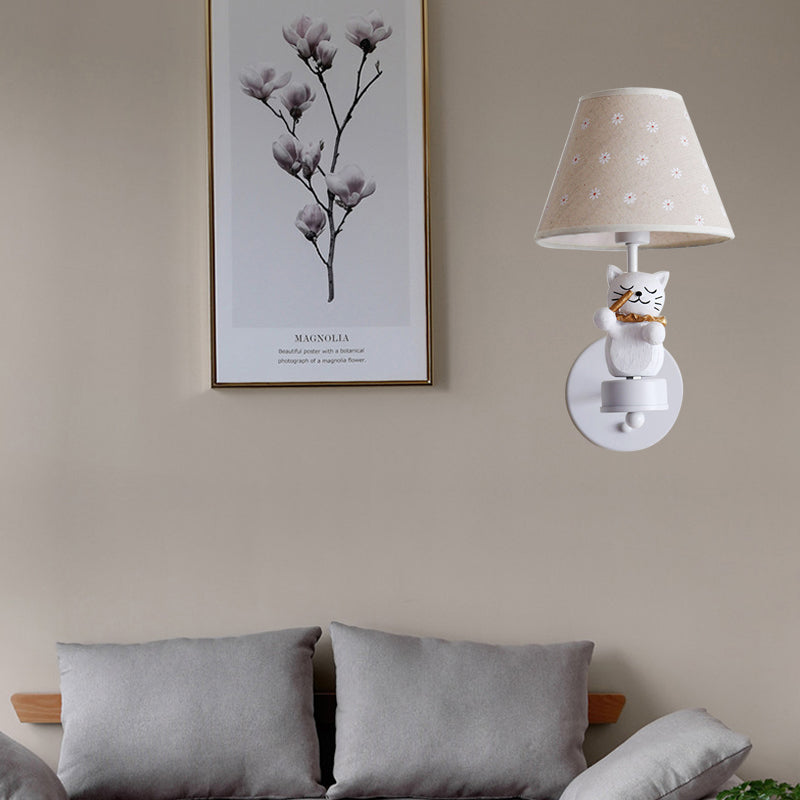 Frendorf | Lieve Huisdier Kat Wandlamp Één Licht Hars Façade Licht met Bloemenschaduw voor Studiekamer