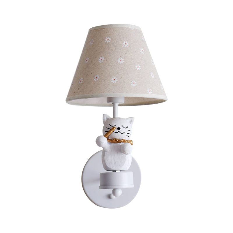 Frendorf | Lieve Huisdier Kat Wandlamp Één Licht Hars Façade Licht met Bloemenschaduw voor Studiekamer