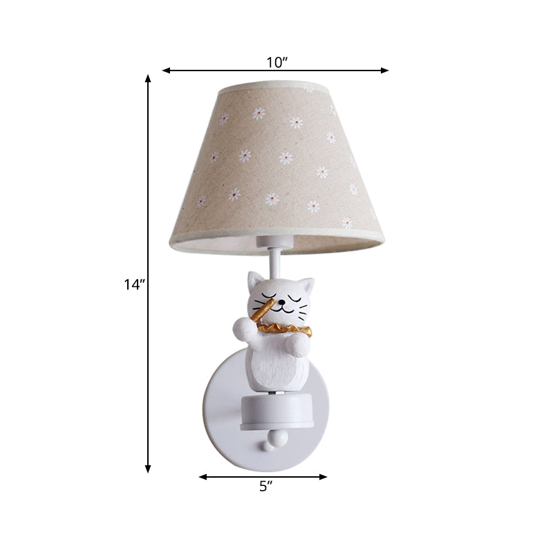 Frendorf | Lieve Huisdier Kat Wandlamp Één Licht Hars Façade Licht met Bloemenschaduw voor Studiekamer