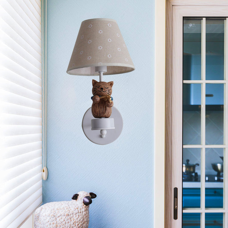 Frendorf | Lieve Huisdier Kat Wandlamp Één Licht Hars Façade Licht met Bloemenschaduw voor Studiekamer