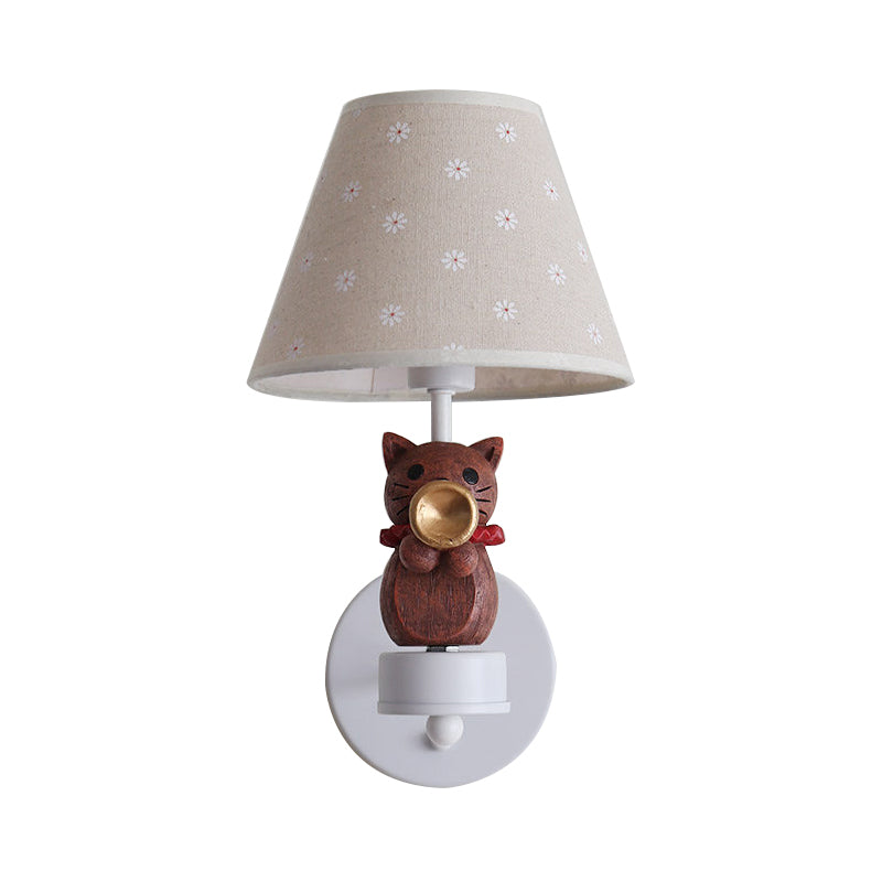 Frendorf | Lieve Huisdier Kat Wandlamp Één Licht Hars Façade Licht met Bloemenschaduw voor Studiekamer