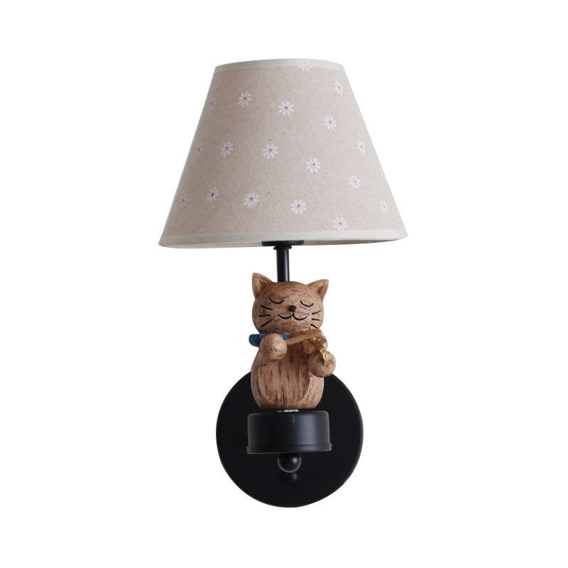 Frendorf | Lieve Huisdier Kat Wandlamp Één Licht Hars Façade Licht met Bloemenschaduw voor Studiekamer