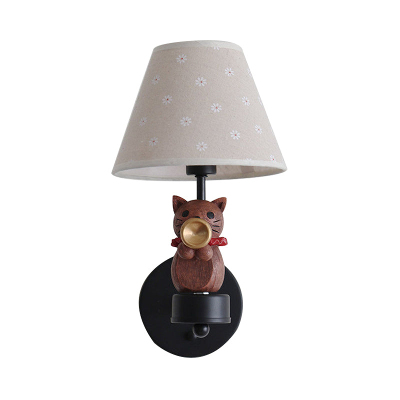 Frendorf | Lieve Huisdier Kat Wandlamp Één Licht Hars Façade Licht met Bloemenschaduw voor Studiekamer