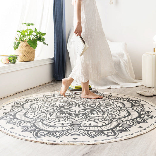 Frendorf | Boho Mandala Teppich Mehrfarbig Baumwollteppich Tierfreundlicher Teppich für Schlafzimmer