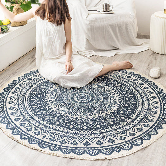 Frendorf | Boho Mandala Teppich Mehrfarbig Baumwollteppich Tierfreundlicher Teppich für Schlafzimmer