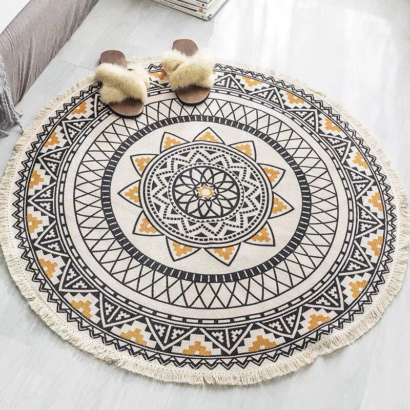 Frendorf | Boho Mandala Teppich Mehrfarbig Baumwollteppich Tierfreundlicher Teppich für Schlafzimmer