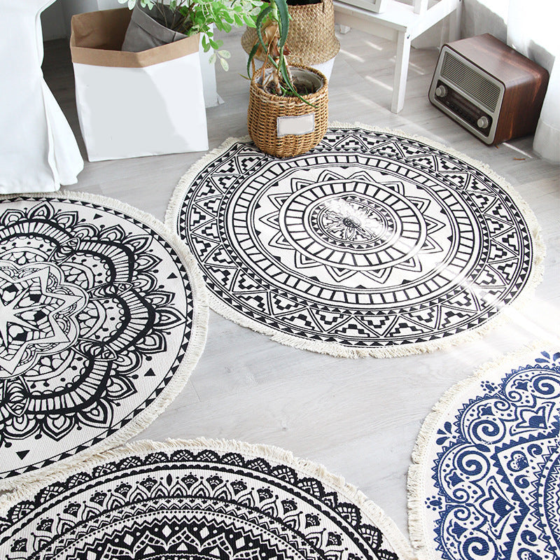 Bohemian Stil Schlafzimmer Teppich Mehrfarbiger Geometrischer Teppich Baumwolle Haustierfreundlicher Teppich