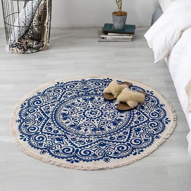 Bohemian Stil Schlafzimmer Teppich Mehrfarbiger Geometrischer Teppich Baumwolle Haustierfreundlicher Teppich