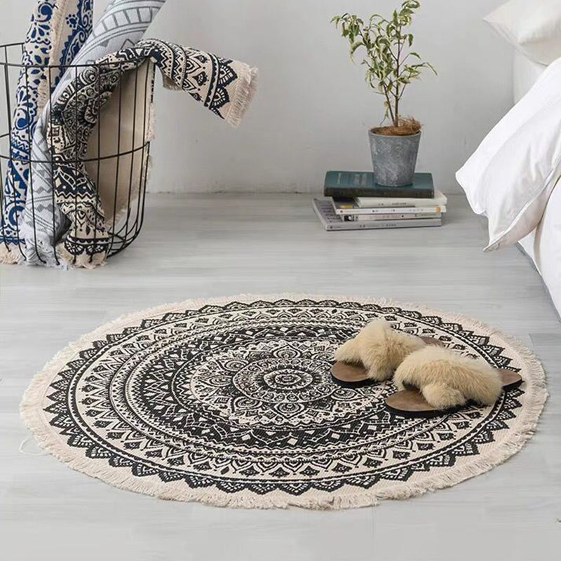 Bohemian Stil Schlafzimmer Teppich Mehrfarbiger Geometrischer Teppich Baumwolle Haustierfreundlicher Teppich