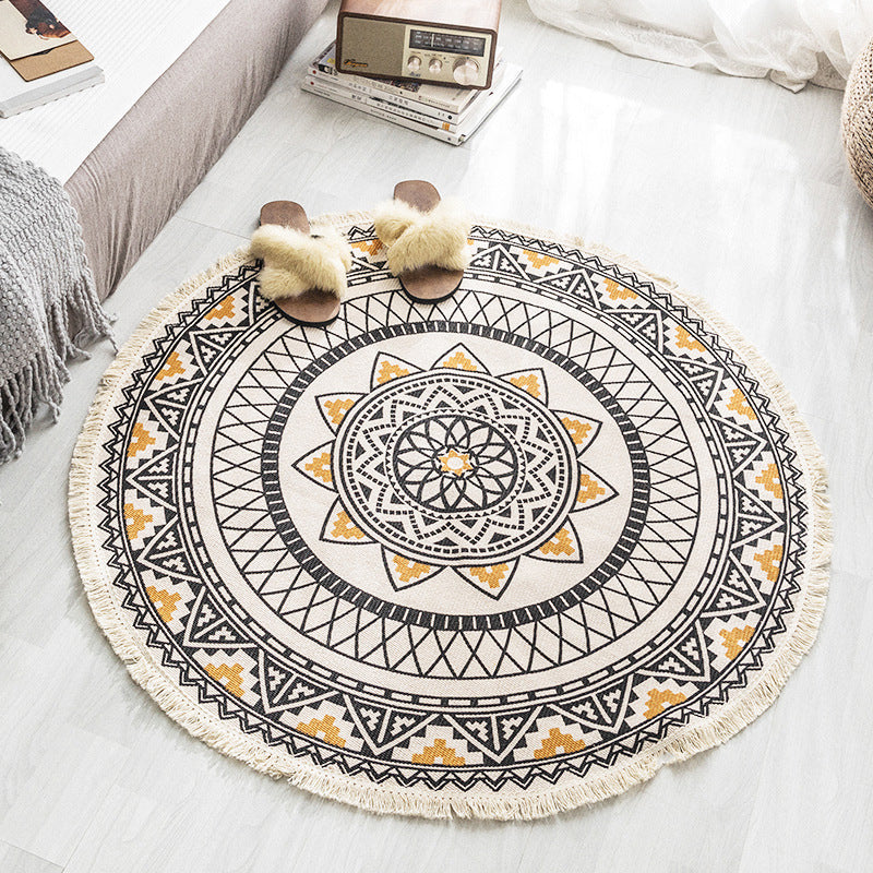 Bohemian Stil Schlafzimmer Teppich Mehrfarbiger Geometrischer Teppich Baumwolle Haustierfreundlicher Teppich