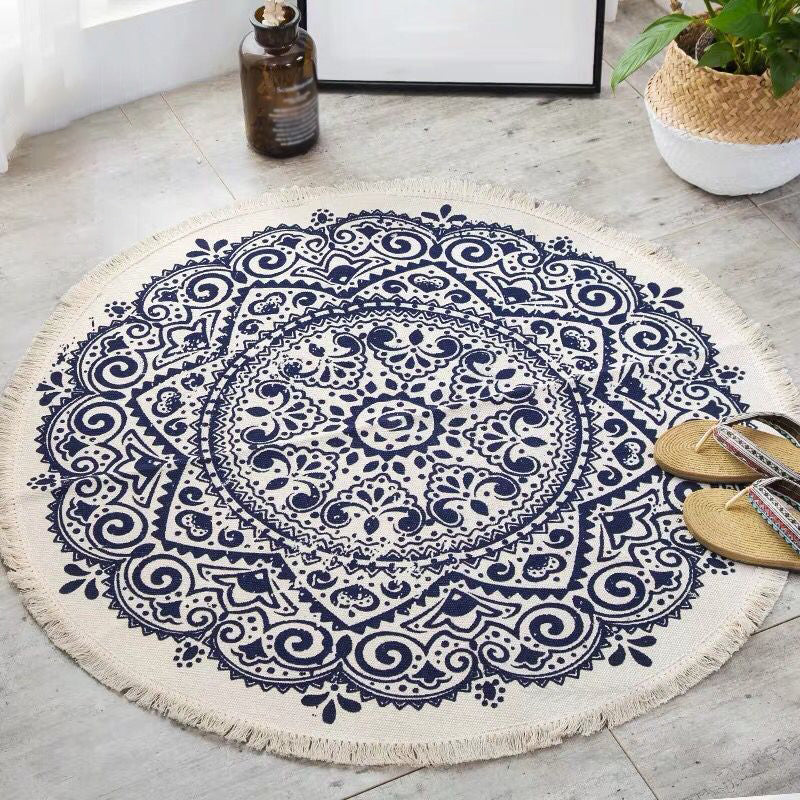 Bohemian Stil Schlafzimmer Teppich Mehrfarbiger Geometrischer Teppich Baumwolle Haustierfreundlicher Teppich