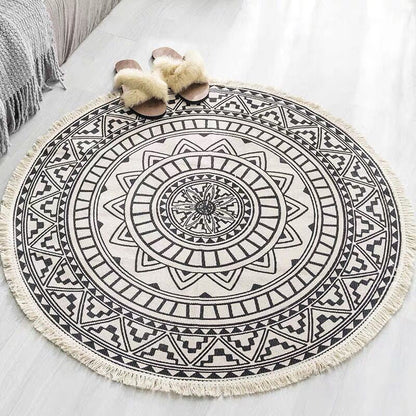 Bohemian Stil Schlafzimmer Teppich Mehrfarbiger Geometrischer Teppich Baumwolle Haustierfreundlicher Teppich