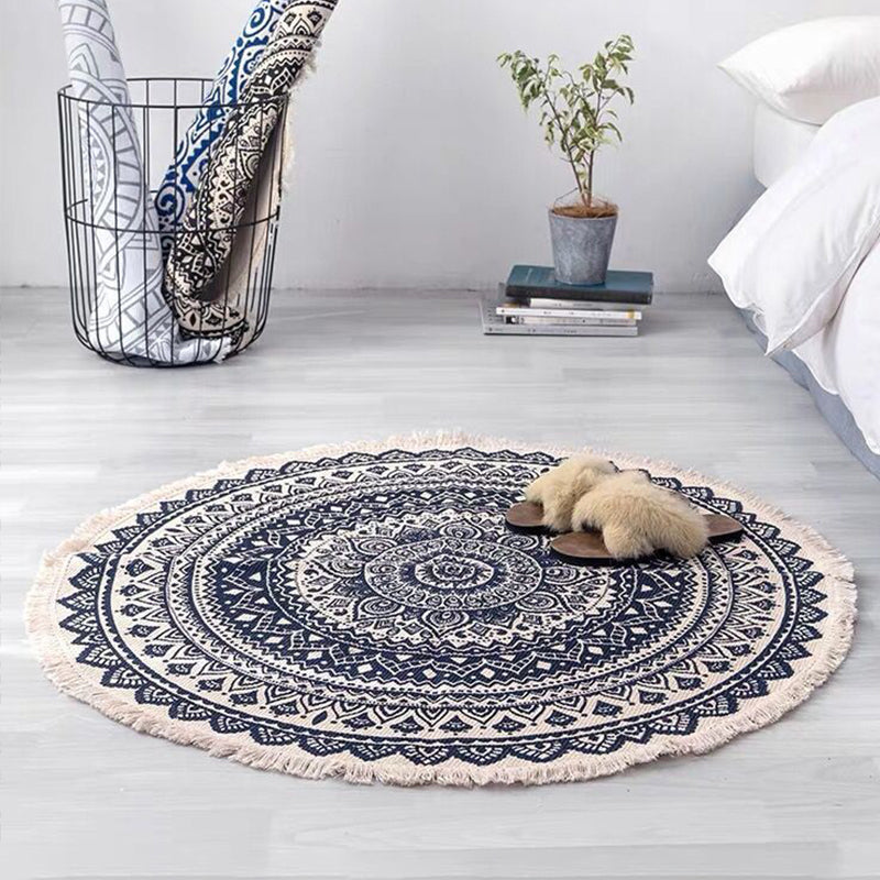Bohemian Stil Schlafzimmer Teppich Mehrfarbiger Geometrischer Teppich Baumwolle Haustierfreundlicher Teppich