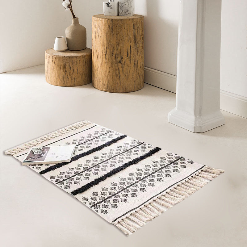 Frendorf | Boheems Raut Innenteppich Multi Farbe Baumwollteppich Haustierfreundlicher Bereich Teppich für Zuhause