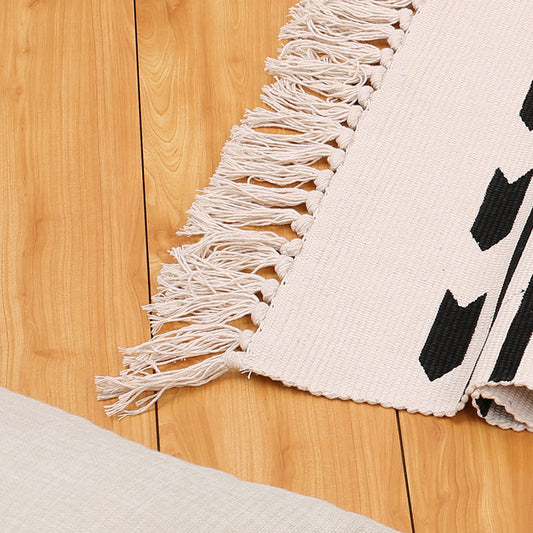 Frendorf | Boho Wohnzimmer Bereich Teppich Multi Farben Geometrisches Muster Geflochten Teppich Baumwolle Maschinenwaschbar Teppich