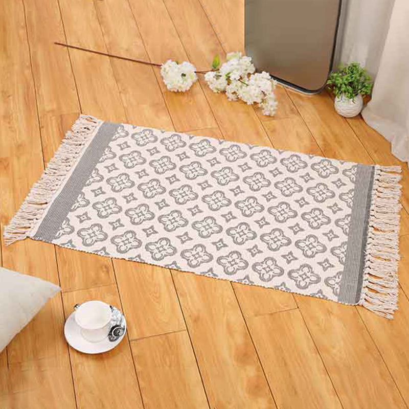 Frendorf | Boho Wohnzimmer Bereich Teppich Multi Farben Geometrisches Muster Geflochten Teppich Baumwolle Maschinenwaschbar Teppich