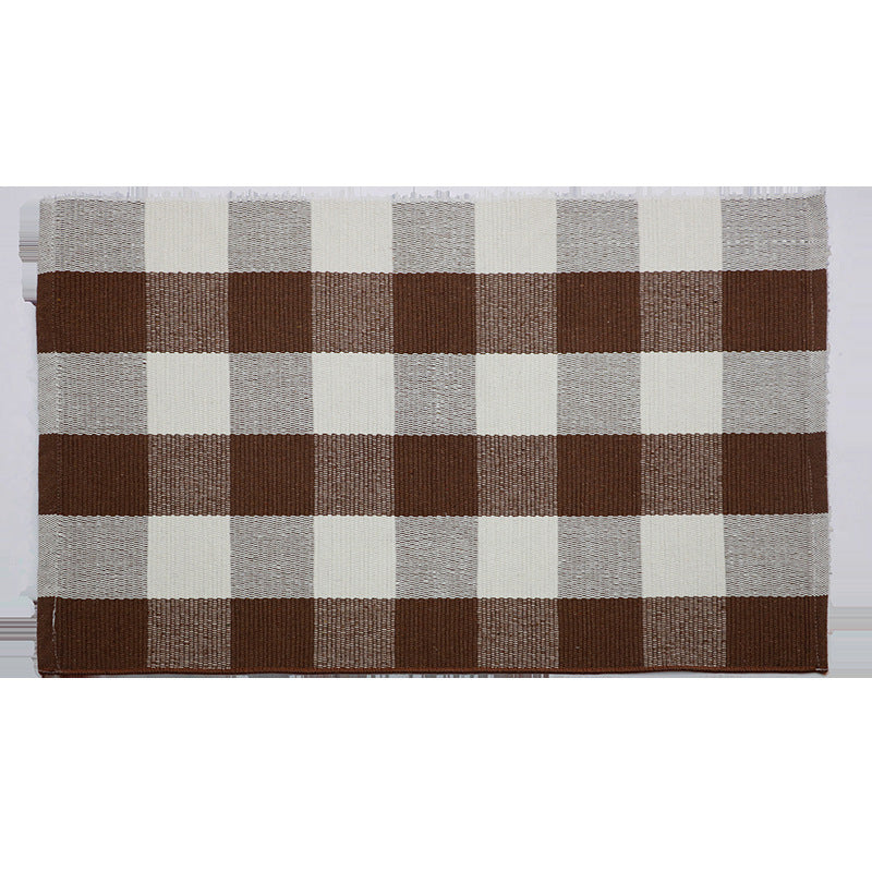 Frendorf | Klassisch Buffalo Karo Teppich Braun Funky Teppich Baumwolle Maschinenwaschbar Teppich für Schlafzimmer