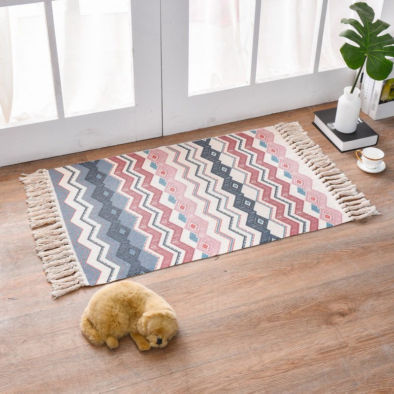 Funky Schlafzimmer Teppich Mehrfarbiger Musterteppich Baumwolle Waschbar Innenraumteppich