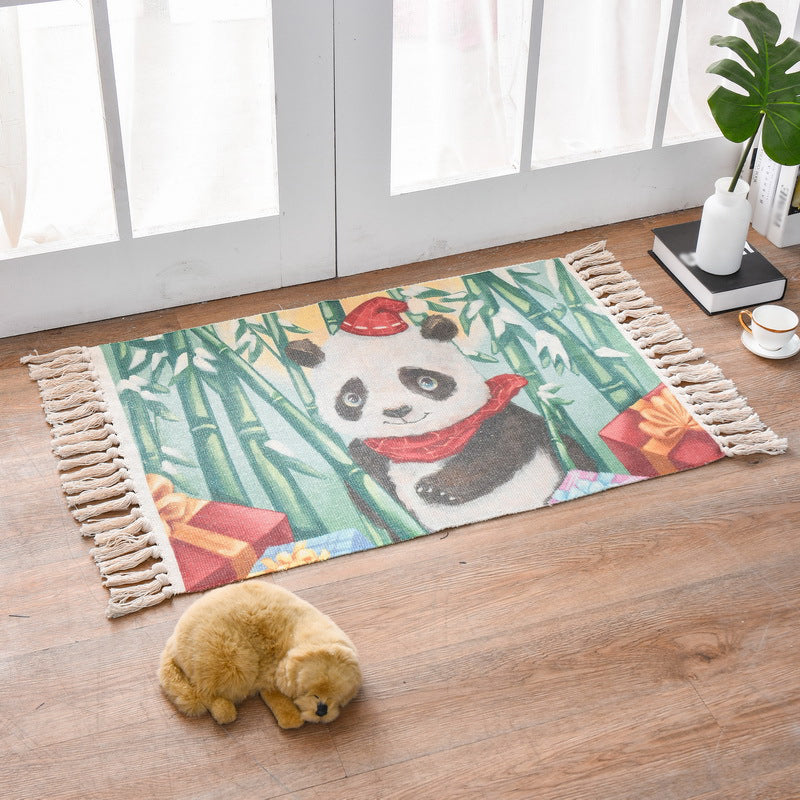 Funky Schlafzimmer Teppich Mehrfarbiger Musterteppich Baumwolle Waschbar Innenraumteppich