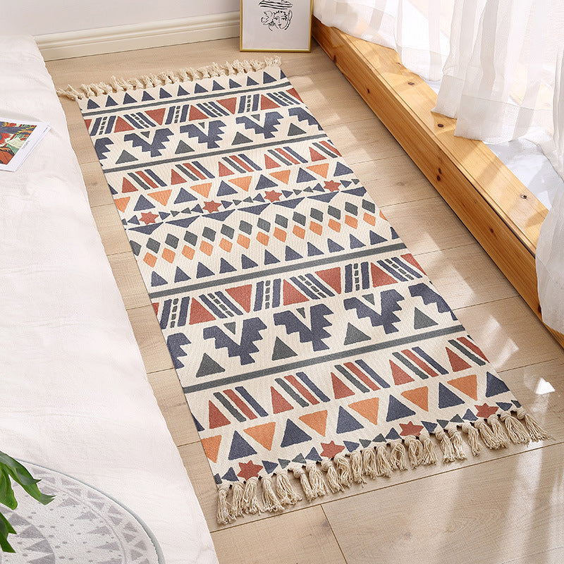 Frendorf | Multifarbige Funky Teppich, Baumwollgeometrische Formen, haustierfreundlicher, maschinenwaschbarer Teppich für das Schlafzimmer
