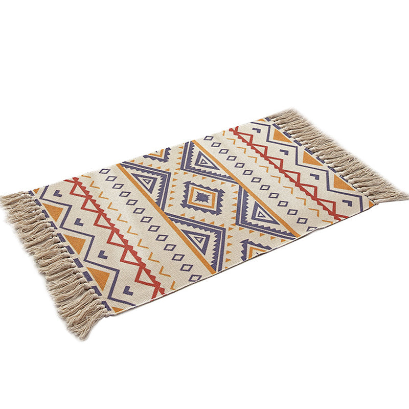 Frendorf | Multifarbige Funky Teppich, Baumwollgeometrische Formen, haustierfreundlicher, maschinenwaschbarer Teppich für das Schlafzimmer